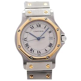 Cartier Santos Octagon LM Uhr Elfenbeinfarbenes Zifferblatt