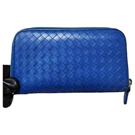 Carteira Continental Intrecciato com Fecho Bottega Veneta Blue