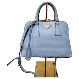 Borsa Promenade Tote Small in pelle Saffiano Lux PRADA Blu
