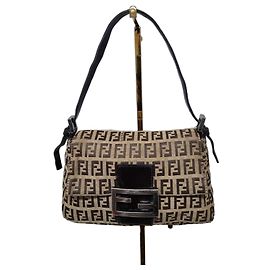 FENDI Zucchino Vitello Mini Mama Baguette Beige/Brown