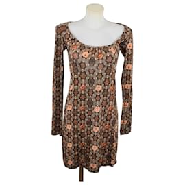 Vestido Maliparmi con estampado floral marrón y naranja