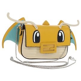 Borsa a catena FENDI Dragonite FENDIxFRGMTxPOKMON in pelle Gialla Autentica 167495SM