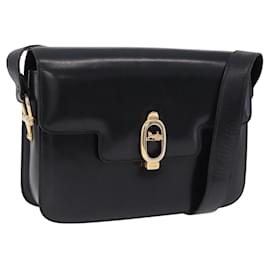 Sac à épaule CÉLINE Carrosse en cuir noir à ton doré Auth 198641 - Céline