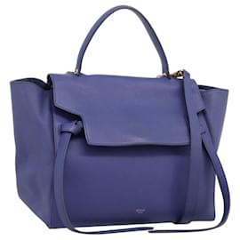 CELINE Bolso Belt Bag Bolso de Mano Cuero 2way Azul Tono Dorado Auth 196432 - Céline