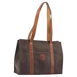 Céline Borsa Tote CELINE Macadam PVC Pelle Marrone Tono Oro Auth BA14994A