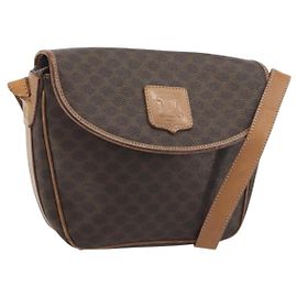 Céline Borsa a tracolla CELINE Macadam Canvas PVC Leather Brown Gold Auth 198697