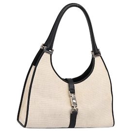 Borsa GUCCI Jackie Canvas Beige Silver 002 1067 Auth 198454