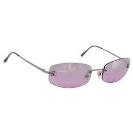 Occhiali da sole senza montatura CHANEL CC Metallo Viola Argento CC Auth am12336M