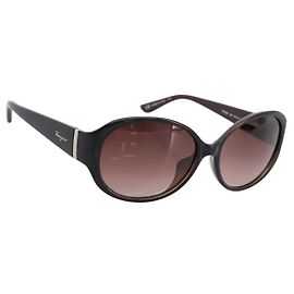 Gafas de sol Salvatore Ferragamo Plástico Marrón Dorado Auth 198828A