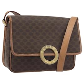 Céline Borsa a tracolla CELINE Macadam Canvas PVC Leather Brown Gold Auth 196617