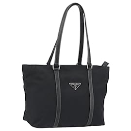 Borsa a mano PRADA Pocono Nylon Pelle Black Silver Auth mr2838