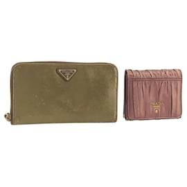 Portafoglio PRADA in Pelle Set da 2 Oro Rosa Auth bs36787