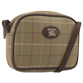 Borsa a tracolla Burberrys Nova Check Canvas Beige Tono Oro Auth BA14775