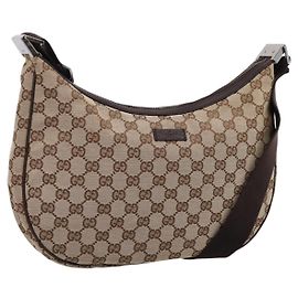 Borsa a Tracolla GUCCI GG Canvas Beige Silver 122790 Auth am12405V