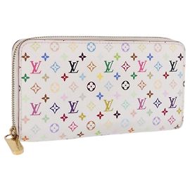 LOUIS VUITTON Monogram Multicolor Zippy Wallet White Orange M60241 Auth BA14910V