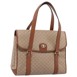 Céline Borsa a mano CELINE Macadam Canvas PVC Beige Gold Auth 198262