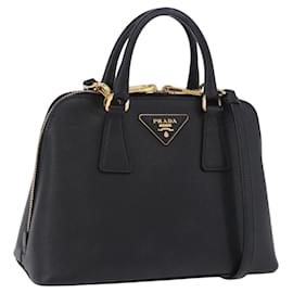 Borsa a mano PRADA pelle Saffiano 2way Nero Oro Auth 198741V