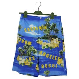 GUCCI Shorts Hose Baumwolle 48 Blue 672698 Auth 196747M