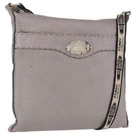 Borsa a spalla FENDI Celeria Leather Silver 8BT109 Auth BA14855