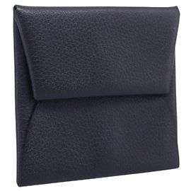 Hermès HERMES Bastia Coin Purse Leather Navy Auth 198834V