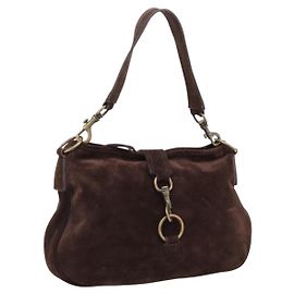 Bolsa de Ombro Miu Miu em Camurça Marrom Tom Dourado Auth am12303V