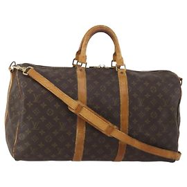 LOUIS VUITTON Monogram Keepall Bandouliere 50 Boston Tasche M41416 LV Auth 193378