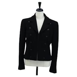 CHANEL Jacke aus Woll-Tweed Schwarz CC Auth am12252SAM