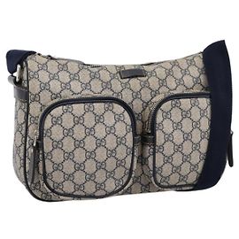 Bolsa de Ombro GUCCI GG Supreme PVC Navy Silver 246881 Auth am12385A