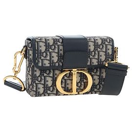 Borsa a mano Christian Dior Trotter Canvas Diorissimo Navy Gold Auth 196320M