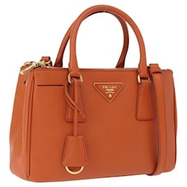 Borsa a Mano PRADA Pelle Safiano 2way Orange Gold Auth BA15151