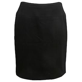 Saia lápis Chanel Boutique vintage em lã preta Tamanho FR 42