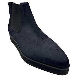 Botas de cano curto Fabiana Filippi em pelo de vitela azul marinho com Monili