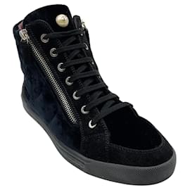 Sneakers alte Chanel in velluto nero