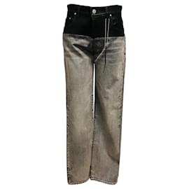 Vaqueros de denim Amiri Black Washed Grey Black con ribete de cuero negro
