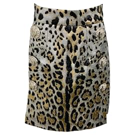 Falda Dolce & Gabbana de Lurex con estampado animal metalizado Negro / Dorado / Plata