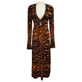 Johanna Ortiz Vestido Midi Amur Leopard Marrón / Negro