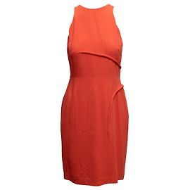 Autre Marque Ärmelloses Etuikleid Versace Collection in Rot-Orange Größe IT 46