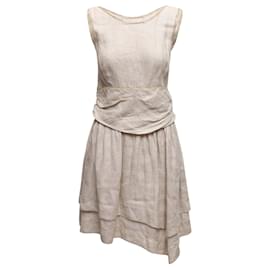 Ärmelloses Leinenkleid von Fendi in Beige Größe IT 46