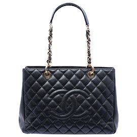 Borsa Tote Grand Shopping Chanel in pelle caviar nera