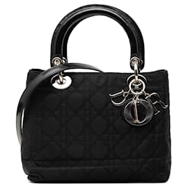 Borsa Lady Dior Medium in nylon Cannage nero