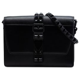 Borsa a tracolla Elektra in vitello City con borchie e rifiniture in Saffiano nero Prada