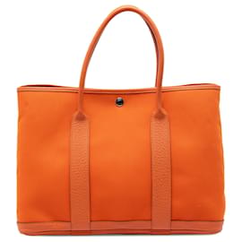 Borsa Tote Garden Party 36 Hermès in Toile e Negonda Arancione