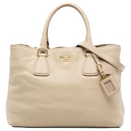 Sac cabas convertible ouvert Prada Vitello Daino Beige