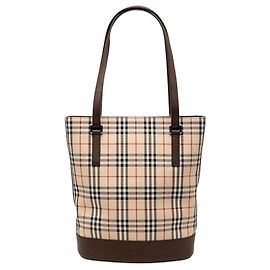 Bolsa Bucket Burberry House Check em lona bege