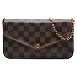 Borsa a tracolla Louis Vuitton Damier Ebene Pochette Felicie Marrone