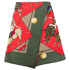 Hermès Le Monde du Polo Seidentuch Grün 90