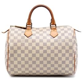 Borsa Boston Louis Vuitton Speedy 30 Damier Azur Bianca