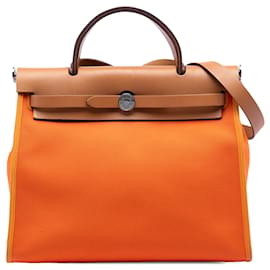 Hermès Toile Herbag Zip 31 Satchel Tasche Orange