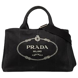 Prada Canvas Canapa Logo Satchel Tasche schwarz