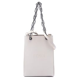 Fendi Small Shopping Tote aus weißem Leder